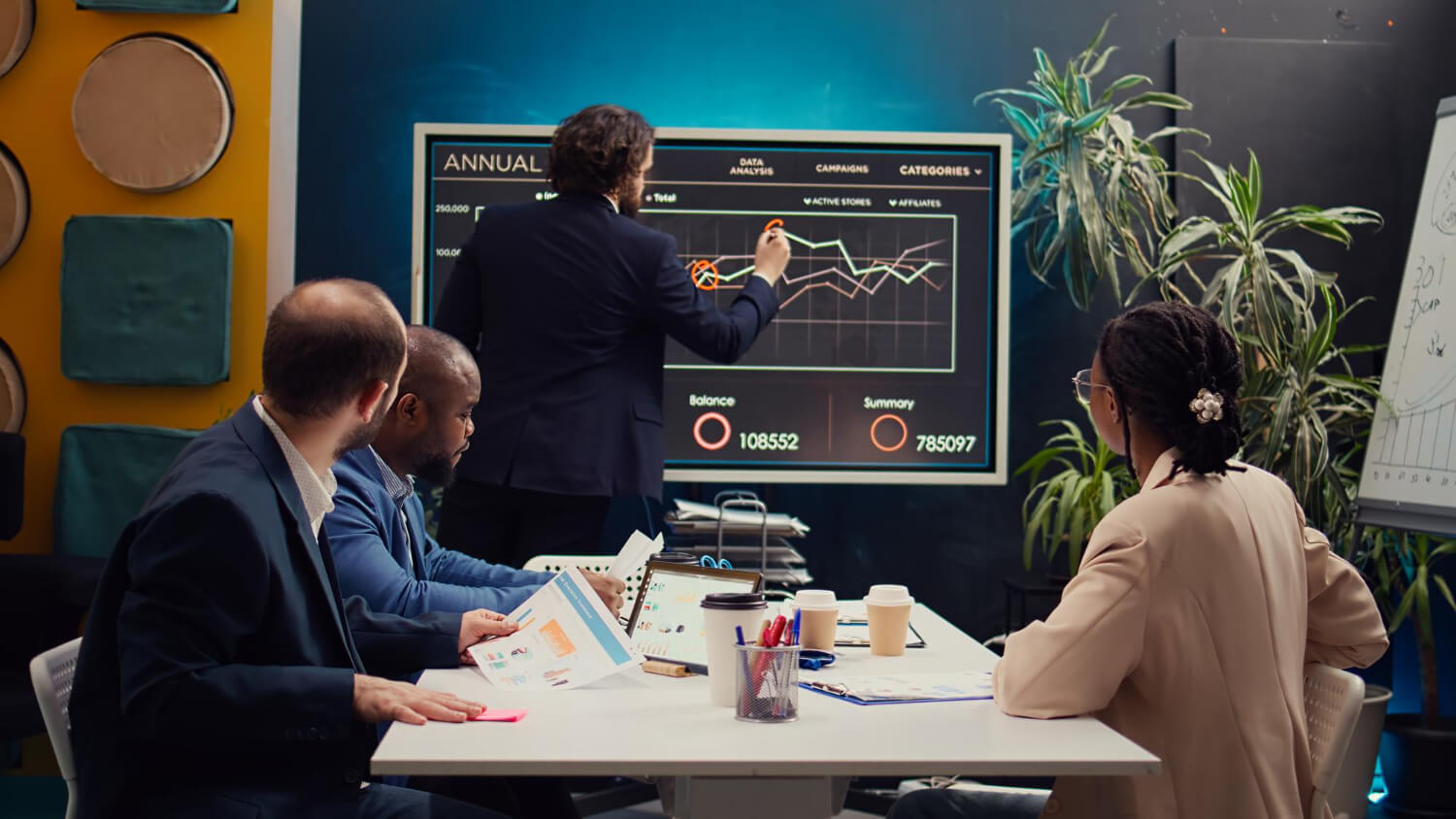 Market research and financial technology workspace